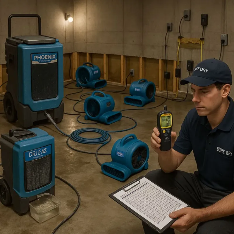 Structural Drying and Dehumidification process in Winterville, NC